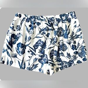 Joie blu & wht flrl  100% cotton shrts w elastic waist SZ L